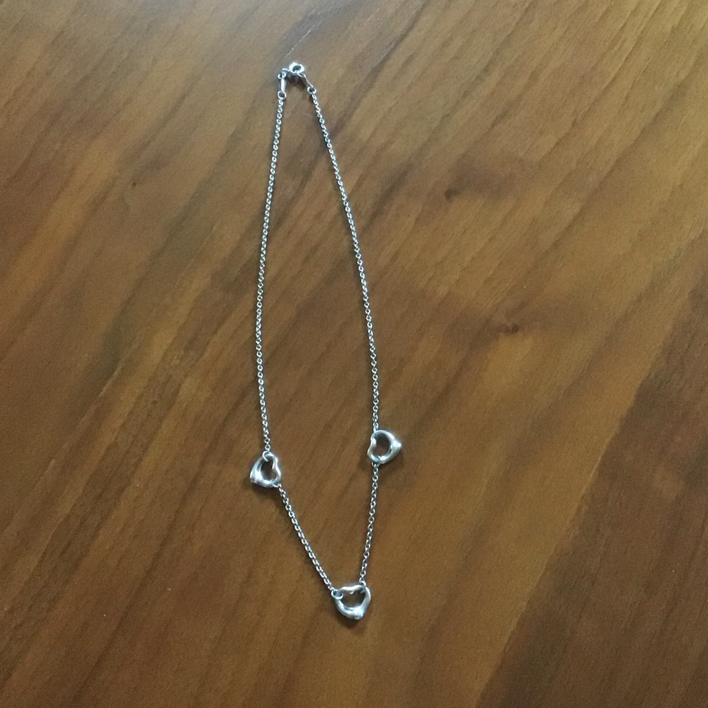 Tiffany & Co. silver three open hearts Elsa Peretti necklace - Picture 4 of 6